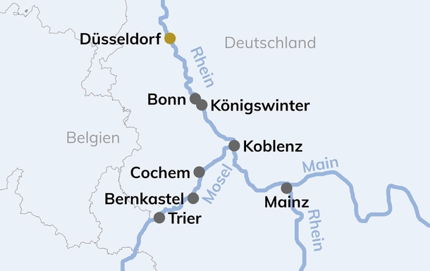 Routenverlauf Düsseldorf – Trier