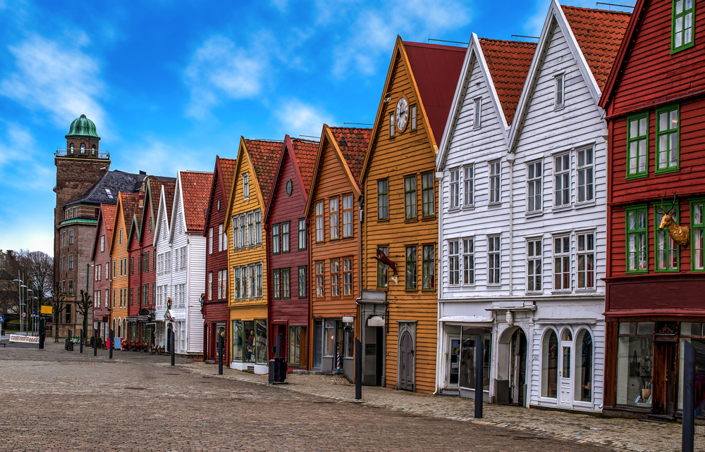 Holzgebäude in der Stadt Bergen