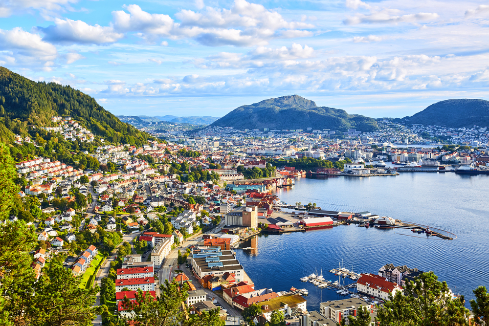 Bergen vom Berg in Sandviken aus gesehen