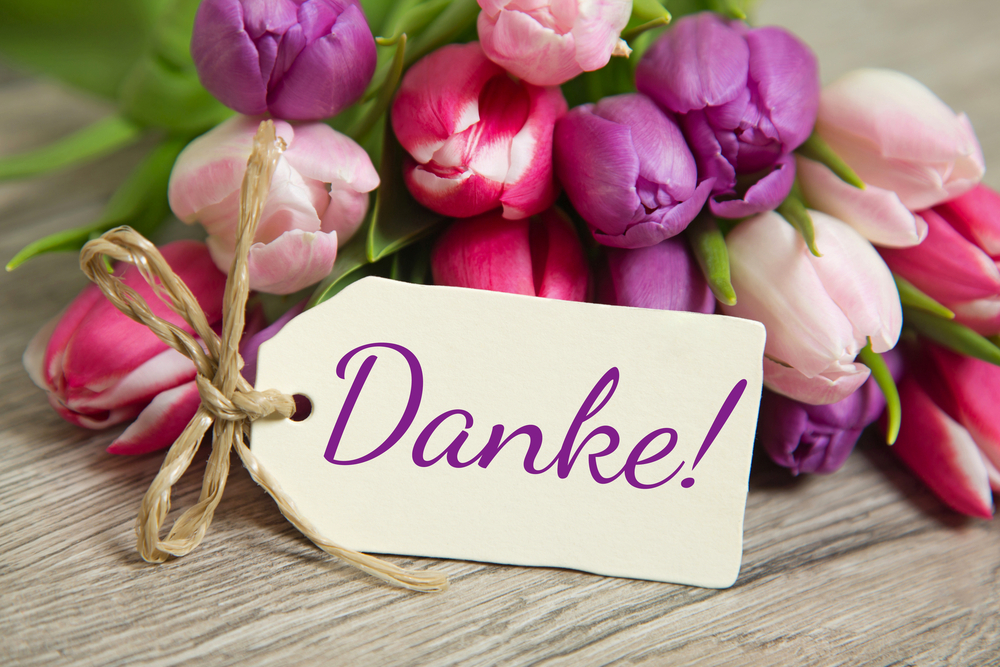 Tulpen und Karte: Danke!